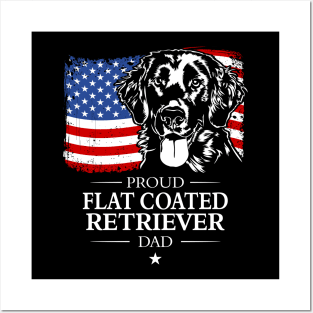 Proud Flat Coated Retriever Dad American Flag patriotic dog Posters and Art